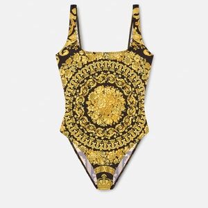 Versace Black and Gold Barocco Swimsuit One Piece
